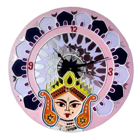 Handcrafted Durga Lippan Art Wall Clock